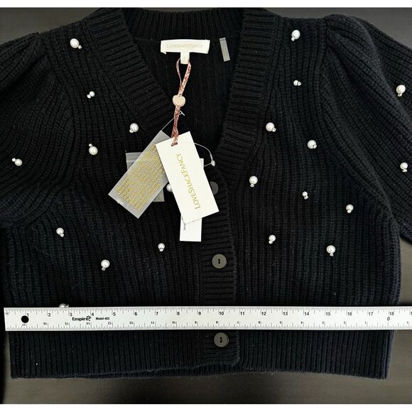NWT LoveShackFancy Womens Frances Black Knitted Cropped cardigan Size Large $495 - Picture 7 of 11